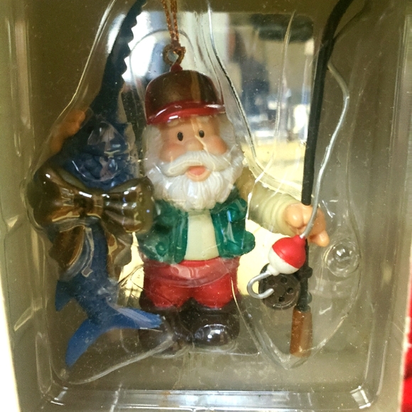 Vintage Retro Ornaments Santa Fishing Collectible Christmas - Picture 1 of 2